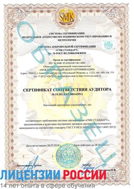 Образец сертификата соответствия аудитора №ST.RU.EXP.00014299-1 Раменское Сертификат ISO 14001